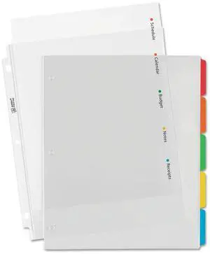 Avery Clear View Plastic Dividers with Sheet Protector Multicolor 5-Tab Letter 16740