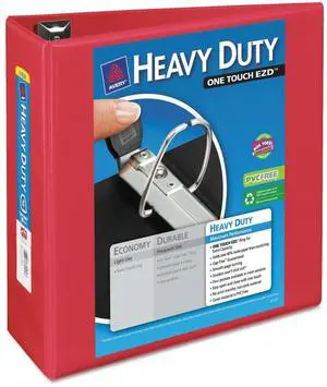 Avery Heavy-Duty View Binder w/Locking 1-Touch EZD Rings 4" Cap Red 79326