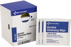 First Aid Only Inc Alcohol Cleansing Pads 20/BX White FAE4001