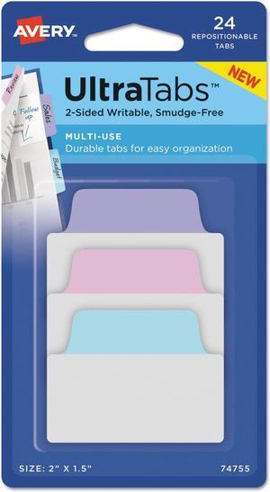 Avery Ultra Tabs Repositionable Tabs 2 x 1 1/2 Neon: Green Orange Pink 48/Pack 74756