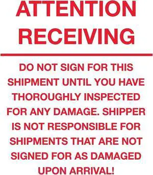 Tape Logic Labels "Attention Receiving - Do Not Sign For This Shipment" 8" x 1 DL1334