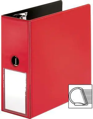 Business Source Slanted D-Ring Binder w/LH 5" Red 33124