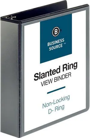 Business Source D-Ring View Binder 2" Capacity 11x8-1/2" Black 28448