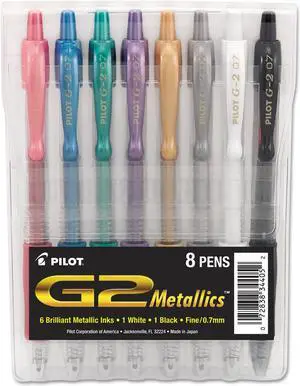 Pilot G2 Metallics Gel Ink Pen 8 Assorted Inks 0.7 Fine Point 34405