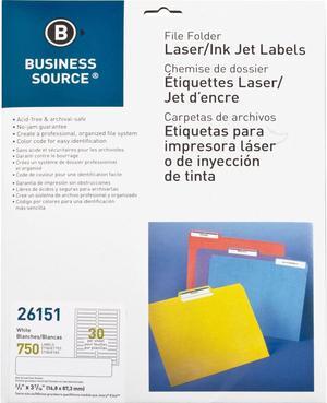 Business Source Filing Labels Laser/Inkjet 2/3"x 3-7/16" 750/PK White 26151