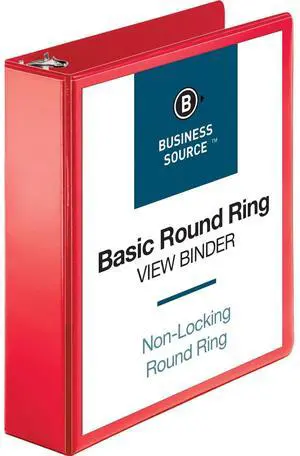 Business Source View Binder Round Ring 2" Red 09968