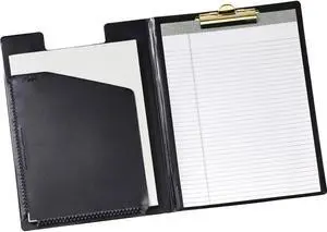 Cardinal 252610 Sealed Vinyl Clip Padfolio, Letter - 8 1/2" x 11" Sheet Size - 100 Sheets Capacity, Black - 1 Each
