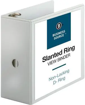 Business Source D-Ring Binder w/ Pockets 5" Capacity White 28445
