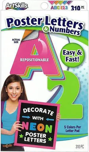 ArtSkills Text Letters and Numbers Assorted Neon Colors 636550