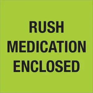 Tape Logic Labels "Rush - Medication Enclosed" Fluorescent Green 500/Roll DL1338