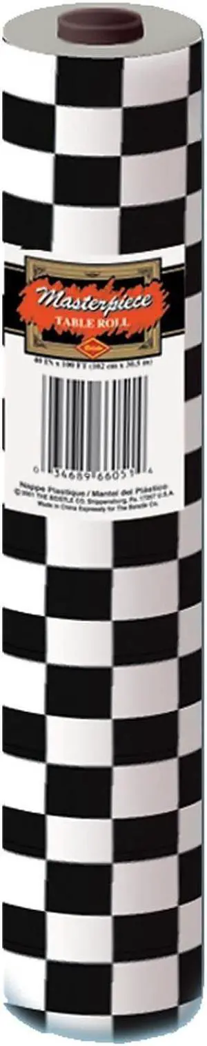 Beistle 40" x 100' Checkered Table Roll Black/White (50939-BKW)