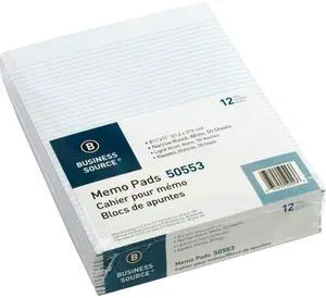 Memorandum pads 8-1/2"x11" Narrow Ruled 50 Shts/PD White