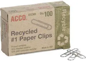 ACCO Recycled Paper Cips No 1 1-9/32" Standard 10BX/PK SR 72365PK