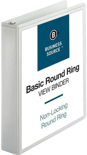 Business Source View Binder w/ 2 Inside Pockets 1-1/2" Capacity White 09955