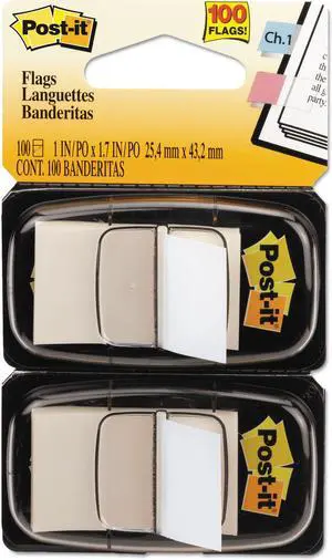 Post-it Standard Page Flags in Dispenser White 100 Flags/Dispenser