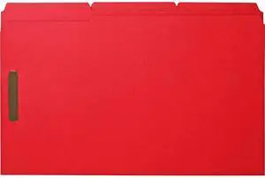 Sparco Fastener Folders w/ 2-Ply Tab 1/3 Ast Tab 50/BX Lgl Red SP17221