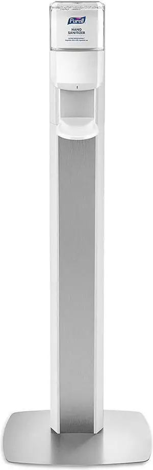 Purell Messenger ES6 Hand Sanitizer Floor Stand with Dispenser Silver/White 7306-DS-SLV