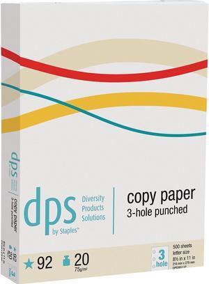 DPS by Staples Virgin 3 Hole Punch Paper LETTER-Size 20 lb. 8 1/2"H x 11"W 500