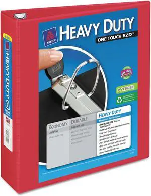 Avery Heavy-Duty View Binder w/Locking 1-Touch EZD Rings 2" Cap Red 79225