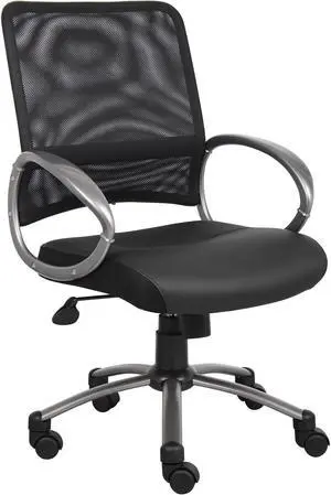 Lorell Mesh Back Task Chair Leather Seat 25"x25"x42" Black 69518