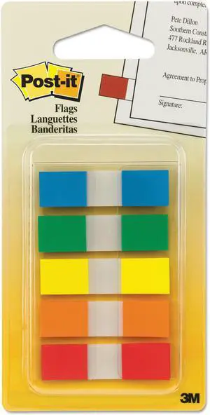 Post-it Page Flags in Portable Dispenser 5 Standard Colors 20 Flags/Color 6835CF