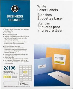Business Source Mailing Labels Return Address Laser 1/2"x1-3/4" 8000/PK WE 26108
