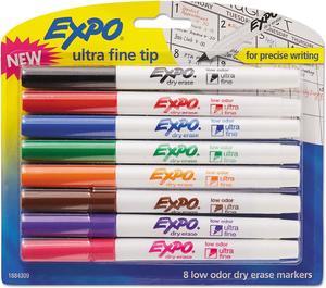 EXPO 1884309 Low-Odor Dry-Erase Marker, Ultra Fine Point, Assorted, 8 per Set
