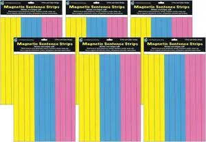 Ashley Productions Die-Cut Magnetic Pink/Blue/Yellow Sentence Strips 2.75" x 11" 3 Per Pack 6 Packs (ASH10129-6)