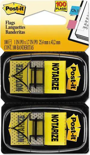 Post-it Arrow Message 1" Page Flags "Notarize " Yellow 2 50-Flag Dispensers/Pack