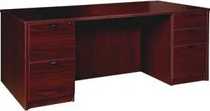 Lorell Double-pedestal Desk F/F B/B/F 72"x36"x29" Mahogany PD3672DPMY