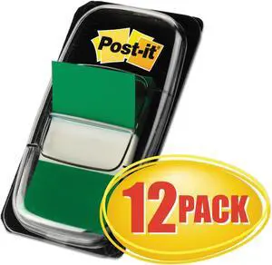 Post-it Marking Page Flags in Dispensers Green 50 Flags/Dispenser 12 Dispensers