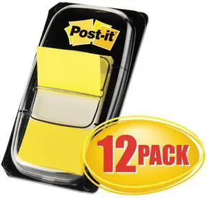 Post-it Marking Page Flags in Dispensers Yellow 12 50-Flag Dispensers/Box