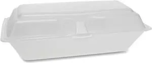 Pactiv Foam Hinged Lid Containers Single Tab Lock Hoagie 9.75 x 5 x 3.25 1-Compartment White 560/Carton 0TH10099Y000