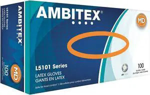 Ambitex L5101 Series Cream Latex Gloves Medium 100/Box (LMD5101) 931419 Ambitex L5101 Series Cream Latex Gloves Medium 100/Box (LMD5101) 931419