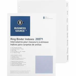 Business Source Plain Tab Indexes 8-1-1/4" Wide Tab 11"x8-1/2" 100 St/BX WE 20071