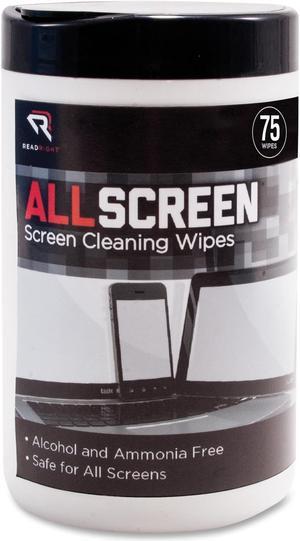 Allscreen Screen Cleaning Wipes, 6" X 6", White, 75/tub