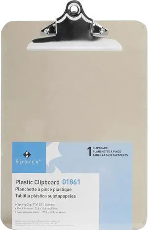 Business Source Clipboard Plastic w/Spring Clip Ruler 9"x12" Smoke 01861