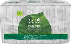 SEVENTH GENERATION 100% Recycled Napkins 1-Ply 11 1/2 x 12 1/2 White 250/Pack 13713PK