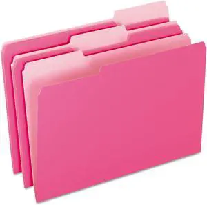 Pendaflex Colored File Folders 1/3 Cut Top Tab Legal Pink/Light Pink 100/Box 15313PIN