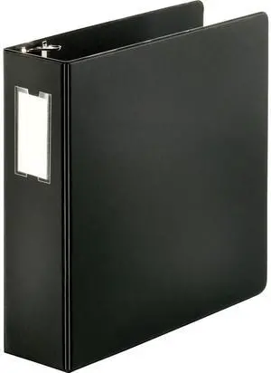 Business Source D-Ring Binder w/Label Holder Hvy-Dty 3" Black 33113