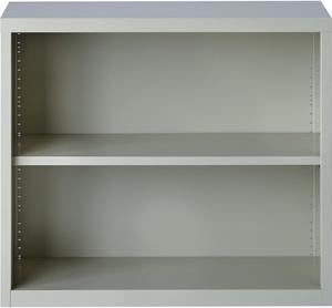 Lorell Steel Bookcase 2-Shelf 34-1/2"x13"x30" Light Gray 41280