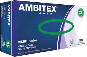 Ambitex V5201 Series Latex Free Clear Vinyl Gloves Extra Large 931416
