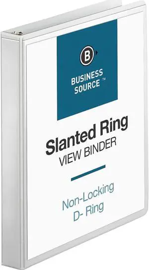 Business Source D-Ring Binder w/ Pockets 1" Capacity White 28440