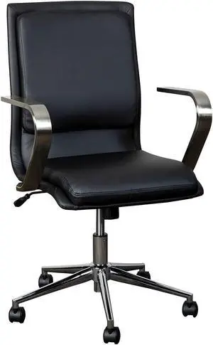 Flash Furniture James LeatherSoft Swivel Mid-Back Executive Office Chair Black/Chrome (GO21111BBKCHR)