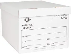 Business Source Storage Boxes Ltr/Legal 650 lb 12"x15"x10" 12/CT White 26758
