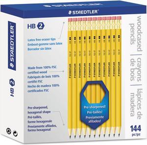 Staedtler Woodcase Pencil Graphite Lead Yellow Barrel 144/Pack 13247C144A6