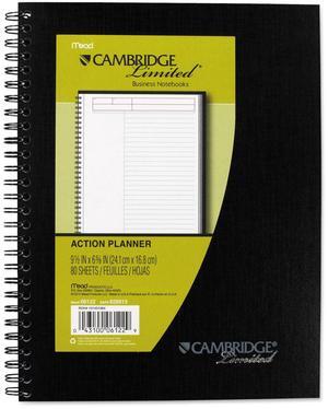 Cambridge Action Planner Side Bound Business Notebook 7 1/2 x 9 1/2 Black 80 Sheets 06122