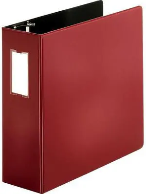 Business Source D-Ring Binder w/Label Holder Hvy-Dty 4" Burgundy 33118