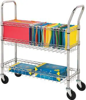 Lorell Wire Mail Cart Ltr/Lgl 34-1/4"x12-1/2"x40" Chrome 84857