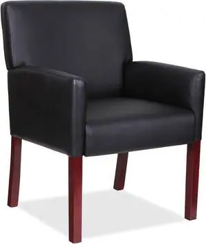 Lorell LLR20027 Full-Sided Arms Leather Guest Chair, Black Mahogany